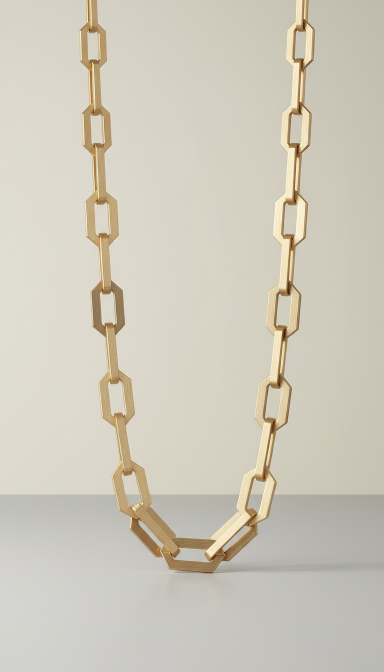 18k gold geometric link necklace