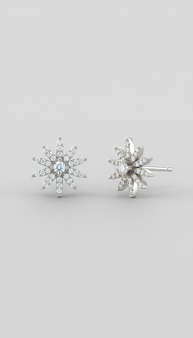 Sterling silver stud earrings with diamond accents
